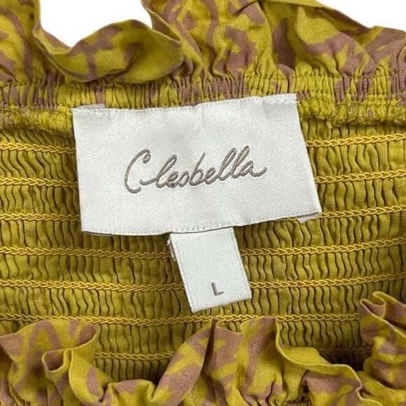 Cleobella Yellow Luna Organic Cotton Camellia Print Mini Dress Womens Large - Picture 3 of 6